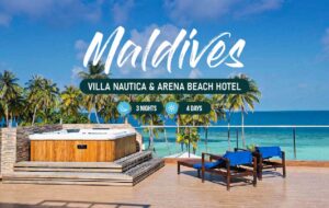 Explore Villa Nautica & Arena Beach Hotel in our 3-nights & 4-days Maldives package.