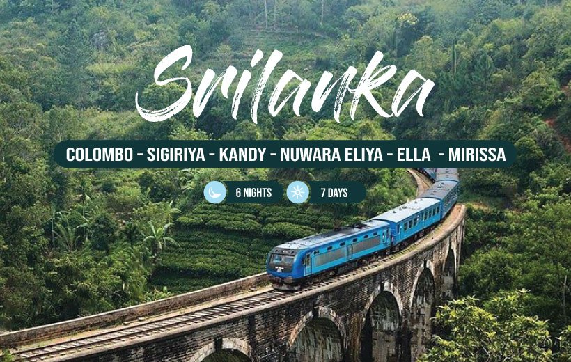 Explore Colombo, Sigiriya, Kandy, Nuwara Eliya, Ella & Mirissa in our 6-nights & 7-days Srilanka package.