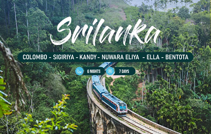 Explore Colombo, Sigiriya, Kandy, Nuwara Eliya & Bentota in our 6-nights & 7-days Srilanka package.