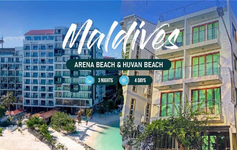 Explore Arena Beach & Huvan Beach in our 3-nights & 4-days Maldives package.